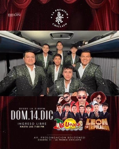 🔴 𝐂𝐇𝐈𝐂𝐋𝐀𝐘𝐎: 𝗰𝗼𝗺𝗲𝗻𝘁𝗮, (𝗾𝘂𝗶𝗲𝗿𝗼 𝗺𝗶 𝗲𝗻𝘁𝗿𝗮𝗱𝗮 𝗴𝗿𝗮𝘁𝗶𝘀). ⚜️ “LA ÚNICA TERAPIA” –CONFIRMADO ⚜️ 𝘘𝘜𝘌𝘋𝘈𝘕 𝘗𝘖𝘊𝘖𝘚 𝘋Í𝘈𝘚 𝘗𝘈𝘙𝘈 𝘌𝘚𝘛𝘌 𝘔𝘌𝘎𝘈𝘊𝘖𝘕𝘊𝘐𝘌𝘙𝘛𝘖 𝘌𝘚𝘛𝘌𝘓𝘈𝘙 𝘌𝘕 𝘌𝘓 𝘛𝘌𝘔𝘗𝘓𝘖 𝘋𝘌 𝘓𝘈 𝘊𝘜𝘔𝘉𝘐𝘈 🗓️ DOMINGO 14 DIC 📍 Av. Prolongación Bolognesi – Cuadra 11 🎟️ Entrada GRATIS 𝙝𝙖𝙨𝙩𝙖 𝙡𝙖𝙨 𝟳:𝟬𝟬 𝙥.𝙢. 📞 Informes: 906 164 940 🚘🕴 #ValetParking exclusivo 📲 #ListasFree al DM | Ingreso con DNI físico Dress code: #SportElegante