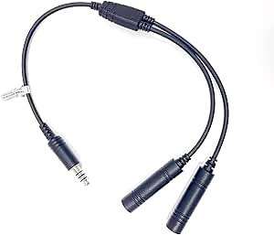GA Dual Plugs General Aviation Headset to U174/U Helicopter Headphone Adapter Tactical Earmuff Connector 7.1 mm Civilian Wiring Pilot Aircraft Plane Extension Converter Cable Cord