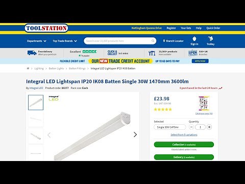 Integral LED Lightspan Batten 5ft 30W from Toolstation vs Fluorescent T8 58W