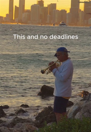 Enjoying Sunset Music: Trumpet Performance by the Water