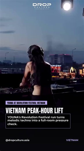 YOUNA at Ravolution Festival Vietnam: melodic techno pressure with a real peak-hour lift, cut tight