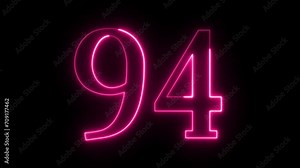 Number on Neon loop animation. frame video 4K shiny number, Neon Number Burning Effect, Count Number