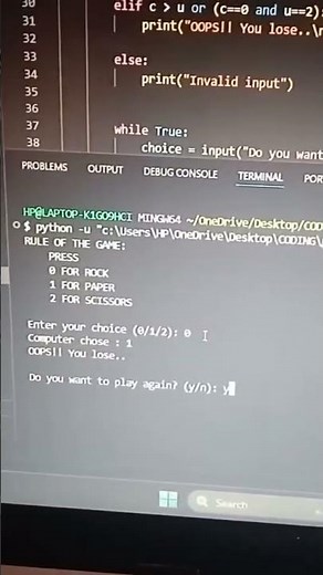 Rock, Paper Scissor game using python.