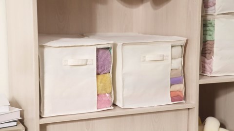 Lifewit Canvas Cotton Comforter Storage Bags with Zipper 6 Pack, 60L Breathable Foldable Clothing Containers, Linen Sweater Organizers Boxes for Clothes, Blankets, Pillows, Duvets, Bedding