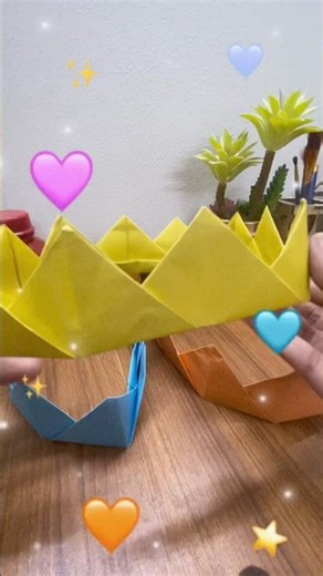 Paper crown making 👑without glue!!😱#craftideas #origami