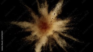 Super slowmotion shot of powder explosion on black background. Shot with high speed cinema camera at 1000fps