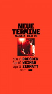 Am 07.04.2025 macht Clueso mit seiner exklusiven „Clueso Friends – Akustik Tour 2025“ Halt in Weimar. 🤩 Ein intimes Konzert, bei dem die Musik im Mittelpunkt steht: ohne große Bühnen und riesige Menschenmengen, dafür mit Gänsehaut-Garantie und magischen Momenten. Gemeinsam mit musikalischen Freunden und Weggefährten lädt Clueso euch ein, seine Songs in einer komplett neuen Atmosphäre zu erleben. 🎶 🎫 Die Tickets gibt es ab Freitag, 20.12., 12 Uhr unter https://bit.ly/Clueso-Akustik-Weimar #clu