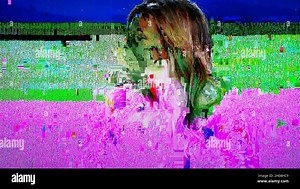 TV Static Noise Glitch Distortion Effect - Digital Video signal on modern LCD TV during live transmission Stock Photo - Alamy