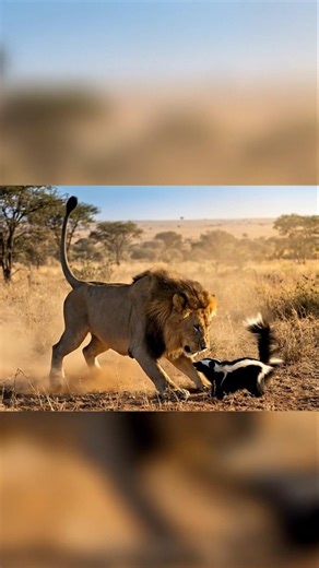 LION Attacks Skunk – Then SKUNK SPRAYS with CAMERA SHAKE! 😂🦁🦨 WATCH END!