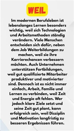 🎯 Weil richtig verwenden | Deutsch B2 Grammatik einfach erklärt 🇩🇪📘 #deutsch