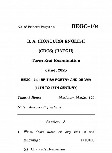 BEGC–104 June 2025 | IGNOU Previous Year Question Paper