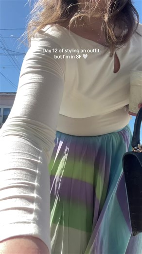 I’m in love with this thrifted vintage silk skirt and rose cardamom lassi (top is @Gap Factory and pastries were from @Arsicault ) #oord #sanfranciscofoodie #ootdinspo #springbreak #wardrobe