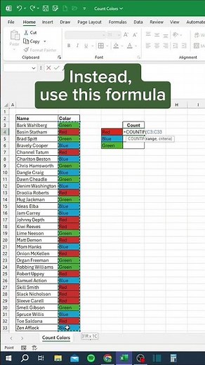 Count Colors in Excel‼️ #excel