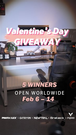 Gitryin Giraffe on Instagram: "💖 VALENTINE’S DAY GIVEAWAY 💖 Love is in the air, and we want to share it with YOU! 🫶 We’ve teamed up with 4 amazing brands to help you create a workspace you’ll absolutely fall in love with. Whether you’re treating your boo or spoiling yourself, this is the ultimate tech bundle to win! 🎁✨ Total Prize Value: Over $440! 💰 HOW TO ENTER: 1️⃣ Follow all hosting brands: @gitryin , @brateckofficial , @rapoovgaming_official , @photoo
