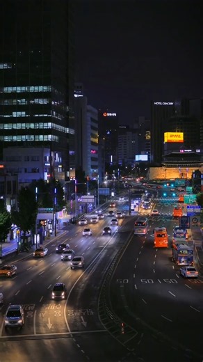 Seoul Station at Night 🇰🇷 | Stunning 4K City Drone View of South Korea's Urban Lights#shorts #travel