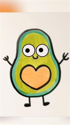 Drawing a cute avocado character step by step ✨ #howtodraw #kids #shorts