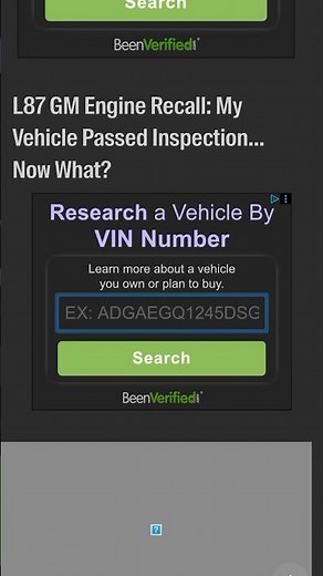 The recent L87 GM engine recall an affected vehicle passes GM’s inspection🤔