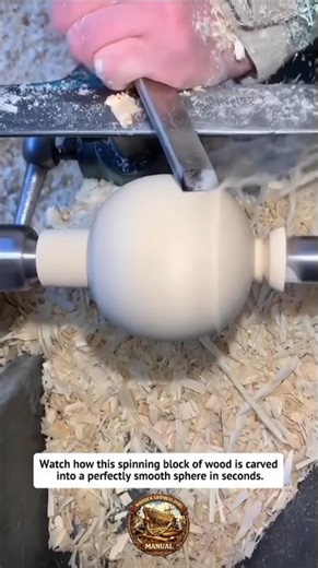 Perfect Wooden Sphere Made in Seconds on a Lathe! Oddly Satisfying Craft #woodturning #tools #shorts