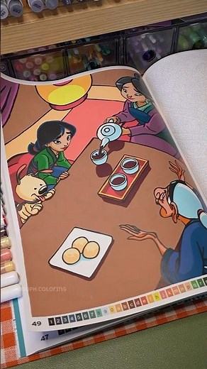 satisfying coloring Mulan 🏮🧧 Disney mystery coloring #coloriagemystère #colorwithme #relaxingvideo