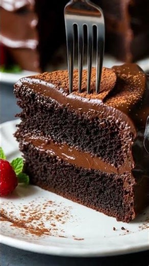 Slice of Devil's Food Cake #asmr #fruit #dessert #foodasmr