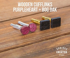 Wooden Cufflinks With Purpleheart   Bog Oak