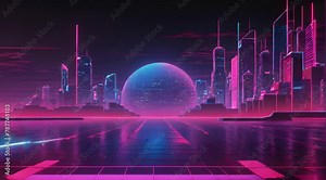 Embracing the 80s Aesthetic with Neon Grid on Black Background