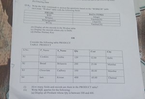 (b) Filtering DataQ18. Write the SQL commands to answer the q... | Filo