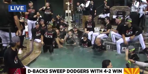 Diamondbacks celebrate in Chase Field pool after NLDS win