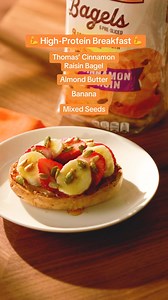 Want a sweet treat but need protein? Make this high-protein recipe featuring our delicious Cinnamon Raisin Bagels. | Thomas’ Breakfast