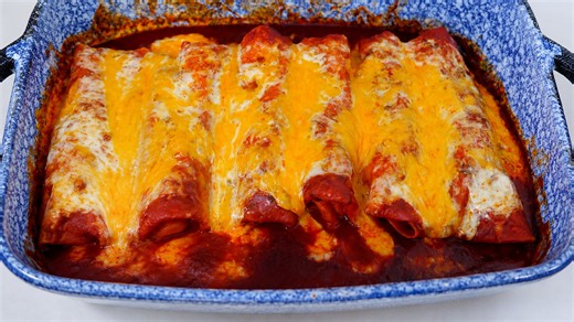 Watch how to make cheesy ground beef enchiladas with a rich homemade red chili sauce everyone will love