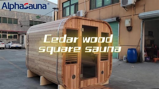 Full-length Cedar Outdoor Cube Sauna with Wood Burning Stove for Sale Square Log Sauna Extérieur House (Optional Wood)