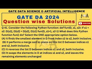GATE DA 2024 QUESTION - WISE DETAILED SOLUTIONS | Data Science and Artificial Intelligence | Q-41