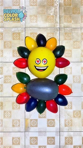 Emoji Balloon Color Splash | Satisfying Water Balloon Burst #shorts