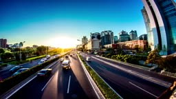 Futuristic city timelapse day to night