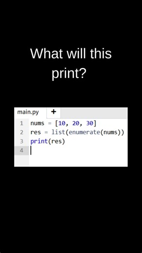 Python Interview Question 😵 What Will This Print?enumerate() Index Trick #shorts #muskernel #coding