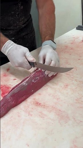 Cutting a whole beef tenderloin into filets. 🔪 #shorts