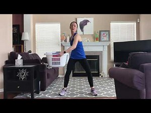 In-home workout using laundry basket weight