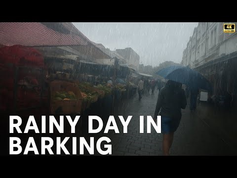 Rainy Day Walk In Barking London ☔️ East London Multicultural Walking Tour, 4k HDR ☔️