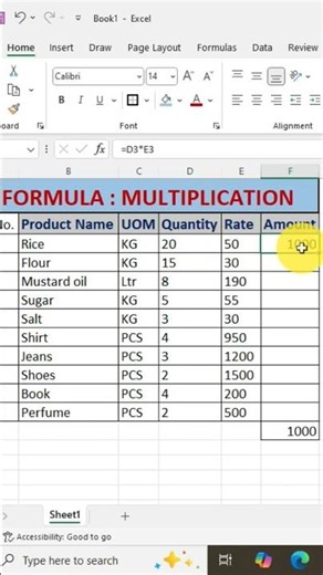 Excel : multiple formula