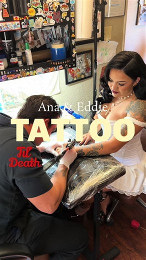 Ana & Eddie ♥️ Til’ Death Beautiful experience tattooing this amazing couple and letting them do the final touch on each other’s tattoos, deeply grateful with them for trusting me such important pieces 🙏🏽