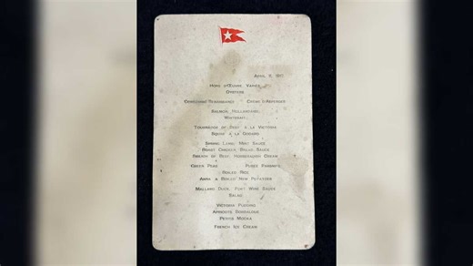 Rare Titanic menu shedding light on life aboard sells for over $100,000
