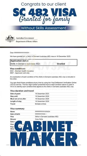 SC 482 Visa Granted for Family Without Skills Assessment | Employer Sponsored Visa Australia 2025