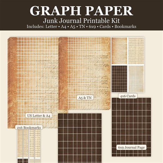 Vintage Graph Paper Clipart Junk Journal Kit, Printable Grid Paper Digital Pages, Commercial Use Ephemera for Planners and Notebooks - Etsy