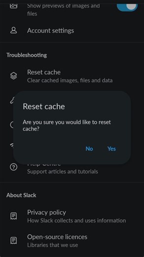 How to Reset Cache in Slack Application