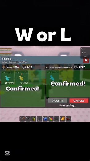 Trading SAB W or L | #shorts#roblox#stealabrainrot#viral#sammy#robux#games#memes#gaming#edits
