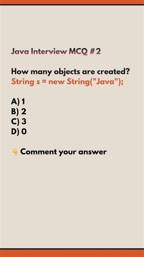 Java daily mcq #2 Gollow for more #javainterview #coding #java