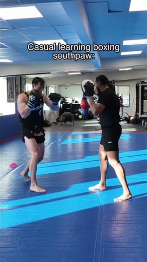 Beginner learning boxing in southpaw