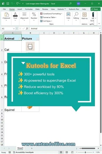 Lock images when filtering in Excel