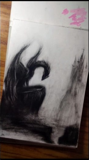 drawing using charcoal stick ✨#charcoalart #drawing #shorts