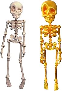 3D Printed Skeleton Refrigerator Magnets - 2Pack Decorative Skull Fridge & Locker Magnets for Kitchen, Office, and Garage